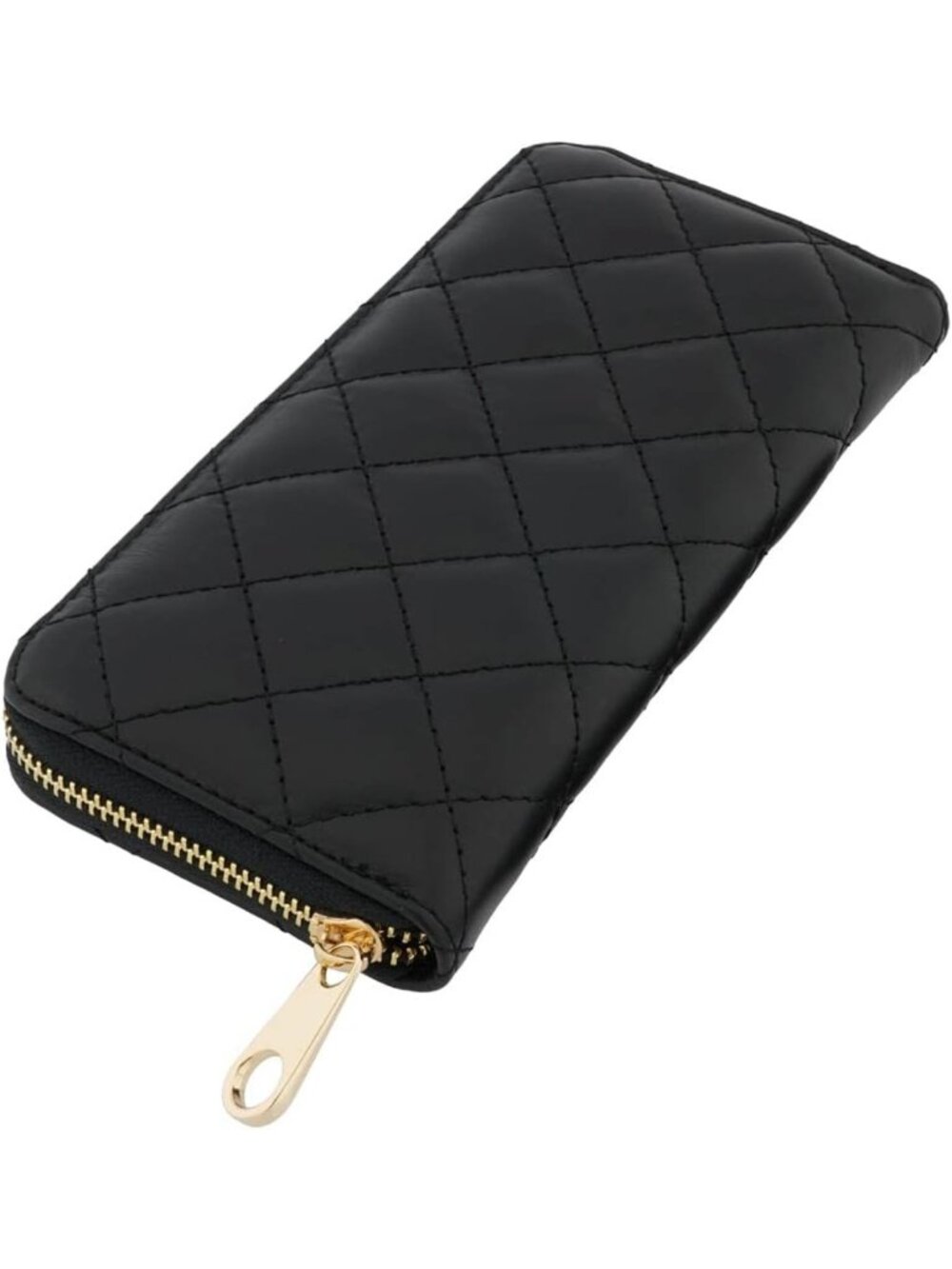 Stylish Black Genuine Leather Quilted Wallet for Women - Credit Card Organizer